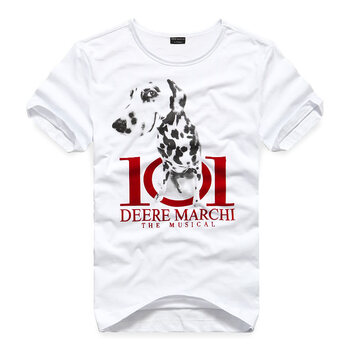 DEERE MARCHI 迪尔马奇 2012新品 时尚动物主题印花 纯棉 男士 短袖T恤 DM930 白色 XXXL