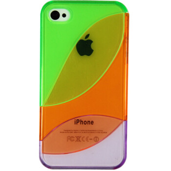 唯珍 苹果 Apple iPhone 4 4S 三色拼接透明壳 时尚彩壳 绿色+橙色+浅紫