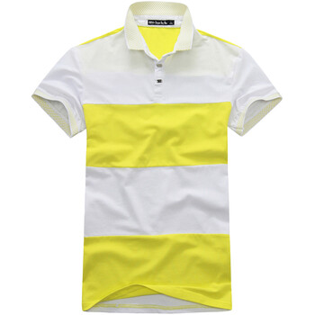 OBM2012夏季新款时尚休闲英伦条纹拼接短袖POLO衫T恤DP016 黄色 180