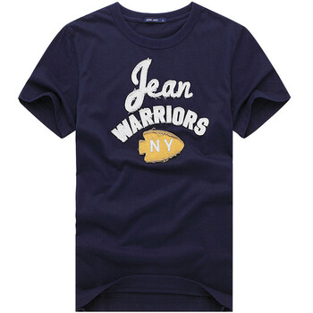 简杰克 JeanJack品质男装 2012夏装新款圆领英伦风印花时尚休闲全棉短袖T恤 男22TXD836 深蓝色 XXL