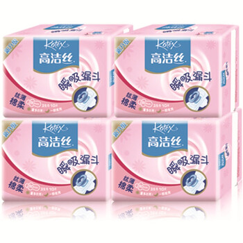 高洁丝丝薄棉柔护翼卫生巾量多日用10片 4包装