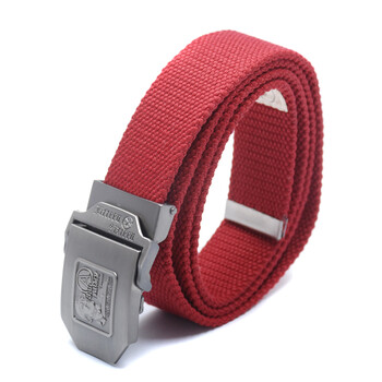 15/16男女通用红色帆布腰带0819-18全红色腰带10种带头可选 二战敢死 本命年腰带