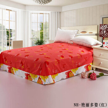 宁好家纺 全棉加大贴边床单系列 240cm*270cm-艳丽多姿-红