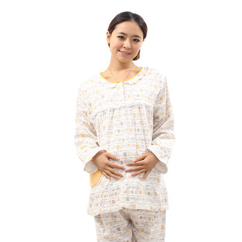 雅孕 孕妇睡衣 家居服 哺乳衣 月子服 BE29 黄色 XL