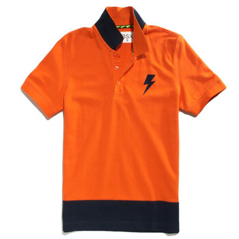 Giordano佐丹奴BSX Polo 男闪星植绒缤纷撞色珠地POLO 04012004 橙色 XL
