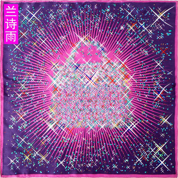兰诗雨星光璀璨100%真丝小方巾 女 LSY200079 紫色 均码
