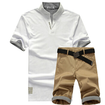 维杰斯WINJEANS 2012新款潮男时尚夏日套装（五分裤+立领POLO衫）14组可选 卡其 XXL+XXL/36