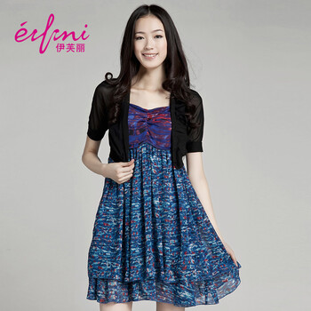 伊芙丽 2012夏季新品 气质短袖百搭夏小披肩雪纺小坎肩1141834 黑色 XL