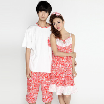 卜奈2012新款<em>夏天</em>情侣纯棉<em>睡衣</em>女睡裙<em>男式</em>休