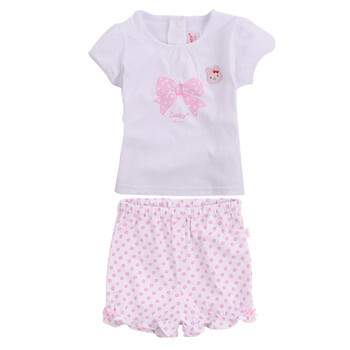Baby2 2012新款婴幼儿夏装女婴童圆领衫裤套装YXB392092 粉色 100