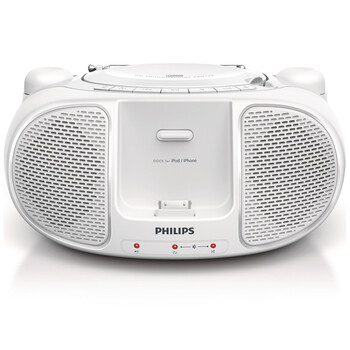 飞利浦（PHILIPS）AZD102W CD唱机 iPod/iPhone 基座收录机 白色