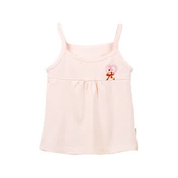 良质工房 小清新女童纯棉印花吊带上衣 浅粉色 90cm