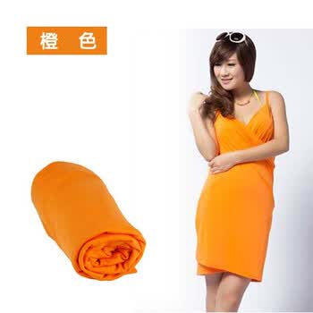 蝶饰坊 夏季新款多功能吊带浴巾沙滩裙超细纤维仿真丝薄款 深色系列 橘黄