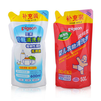 贝亲pigeon 奶瓶清洗剂补充装600ml MA08+浓缩型衣物清洗剂500ml MA04