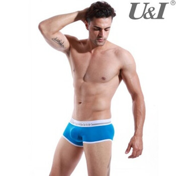 U&I 男士内裤 超细莫代尔 透视 低腰 平角裤 u凸囊袋1306 黑色 XL
