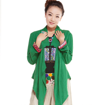 迹有不同-原创 <em>民族风</em> 绣花<em>女装</em> <em>棉麻开衫</em> 中式