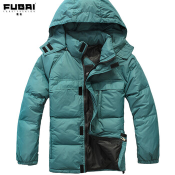 富柏Fubai 2011冬季新款 休闲连帽加厚时尚男羽绒服羽绒衣外套02Y02 蓝色 XXL-185