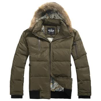 no1dara冬装韩版男式可脱卸帽羽绒服花色内里男装WT288 军绿 XXL