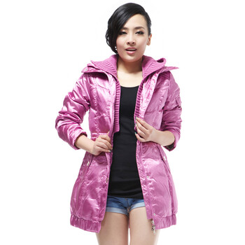 雅鹿 女士 罗纹帽 中长款 羽绒服 ^@^YL90510 艳梅红 170/XL