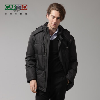 原价830 卡帝乐鳄鱼cartelo新款短款男士亮面羽绒服 正品清仓 深蓝色 XXXL