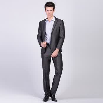 步森busen2012男士韩版修身时尚休闲套装西服 新郎装LX11AW655A 深灰 XXL(185)