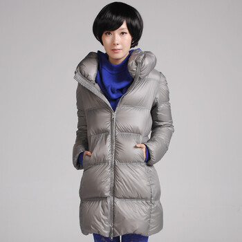 播静若水二韩版修身羽绒服长款轻盈加厚BDE4RB5559 G00/灰色 XL