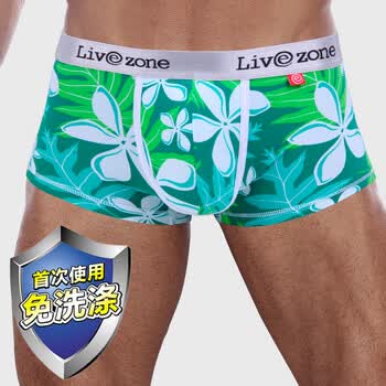 LIVE ZONE生活地带 高档进口纳米冰丝+莱卡面料高弹性舒爽男士平脚内裤 绿色 XXXL