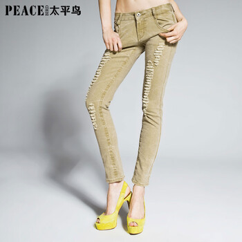 PEACEBIRD太平鸟破洞牛仔裤AZ1140668