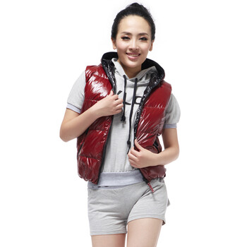 雅鹿 女 亮面双面穿羽绒服背心马甲马夹 ^@^YBC9230 酒红色 175/XXL