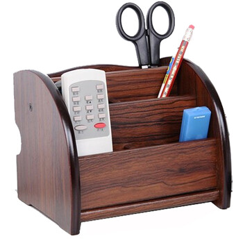 快乐鱼 高档木质系列 5格多功能笔筒 遥控器座