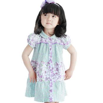 李宁母婴韩版纯棉碎花公主裙G101JD 紫水仙 110cm(4岁)