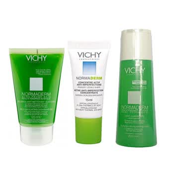 Vichy 薇姿净颜无瑕祛痘保湿洁面者哩 200ml+精华霜15ml+收敛水200ml