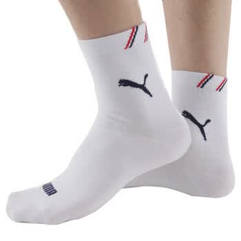 【全场满200减60，先领券，后下单】PUMA 彪马 男士提花运动 短款袜子P1152034 漂白-缎带红 25-27cm