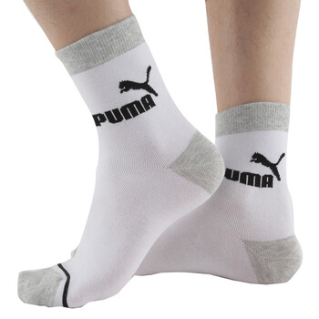 【全场满200减60，先领券，后下单】PUMA 彪马 男士精梳棉 提花休闲 短袜子P1152011 漂白-浅花灰 25-27cm