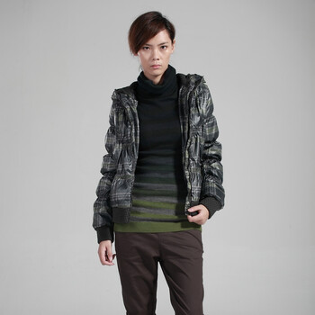 播 紫丁香的香格子修身羽绒服偏小BDD4R1427 L31/绿格 S