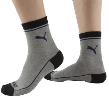 【全场满200减60，先领券，后下单】PUMA 彪马 男士提花休闲 短款袜子P1152009 中花灰-黑色 25-27cm