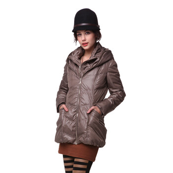 年中大促 特价爱美斯韩版中长款休闲风新款正品女装羽绒服A115013 卡其色 (XXL)175/96A