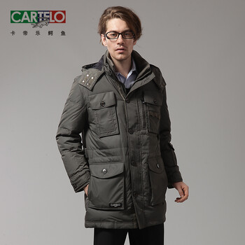 卡帝乐鳄鱼cartelo男装冬装长款商务羽绒服0611 深灰色 S