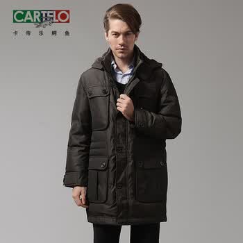 卡帝乐鳄鱼CARTELO男装冬装长款商务加厚0609 深咖色 XXL