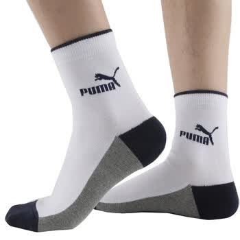 【全场满200减60，先领券，后下单】PUMA 彪马 男士提花商务休闲 短袜子P1152008 漂白-靛蓝 25-27cm