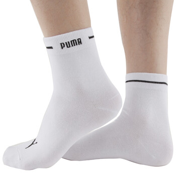 【全场满200减60，先领券，后下单】PUMA 彪马 男士绣花商务休闲 短袜子P1151003 漂白-黑色 25-27cm