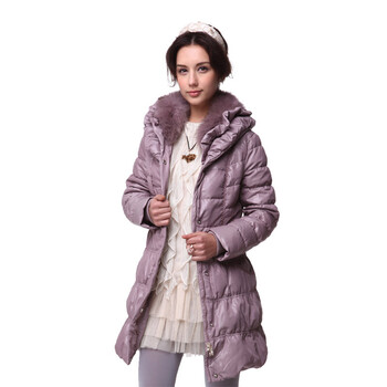 2012冬装爱美斯羽绒服 新款双层狐狸毛领修身纯色女清仓特价 紫色 (XXXL)180/100A