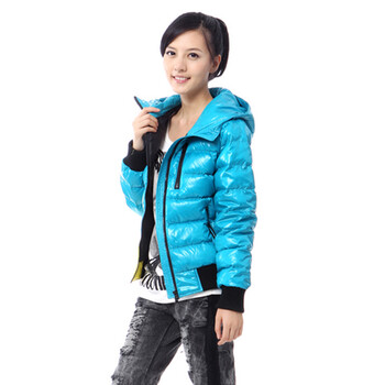 雅鹿女 三色相拼情侣款/亲子装 羽绒服 ^@^YM19230 浅蓝 175/XXL
