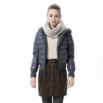 波司登羽绒服女仿皮连帽高品质时尚款 BR2236 1403(珍珠灰) 190/108A(XXXXL)