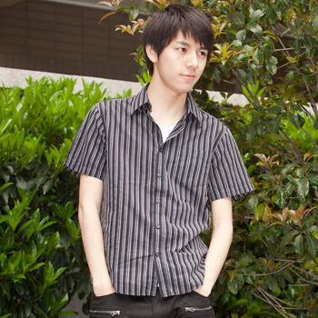 LOUIS CHAVLON 夏装男士休闲条纹短袖衬衫