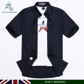 polo保罗 全棉高级提花短袖衬衫 藏青色 44/XXXXL