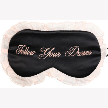 YOUSILK优丝珈女款真丝绣字眼罩乔其花边Follow your Dreams 安睡