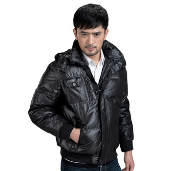 大羽 男款时尚羽绒夹克 男装羽绒服 短款修身 8817 黑格 190/108B