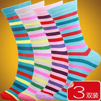 itokyla/享i 魅色梦境系列第二季 日韩风格精梳棉针织提花个性时尚潮流女袜 颜色随机 三双装 均码