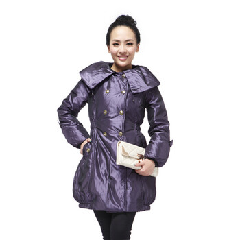 雅鹿 女 大领双排扣面包修身中长款羽绒服 ^@^YL90560 淡茄花 180/XXXL
